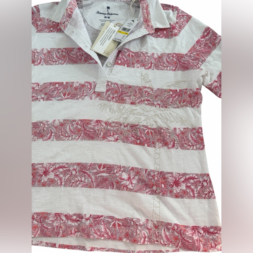 Tommy Bahama Prima Petals Striped Long Sleeve Top | Pink & White - Picture 4 of 9